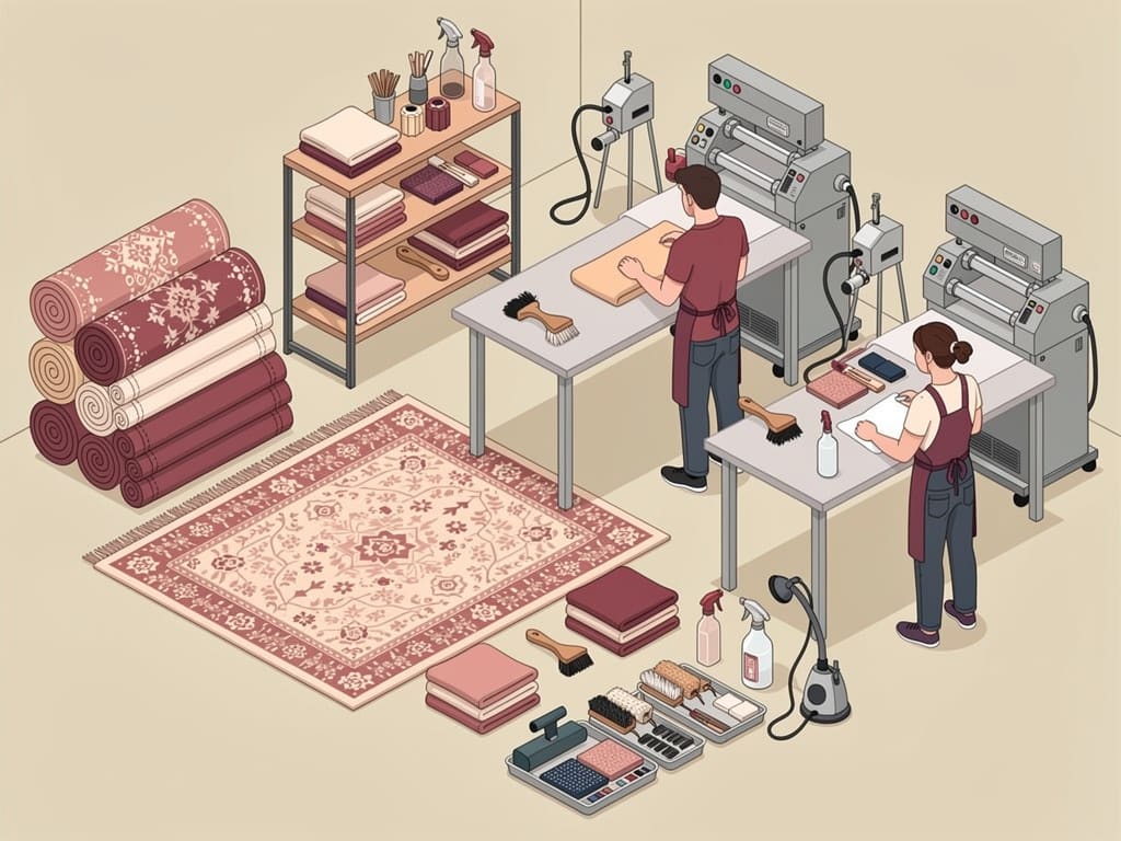Laboratorio familiare per la pulizia di tappeti e tappezzeria