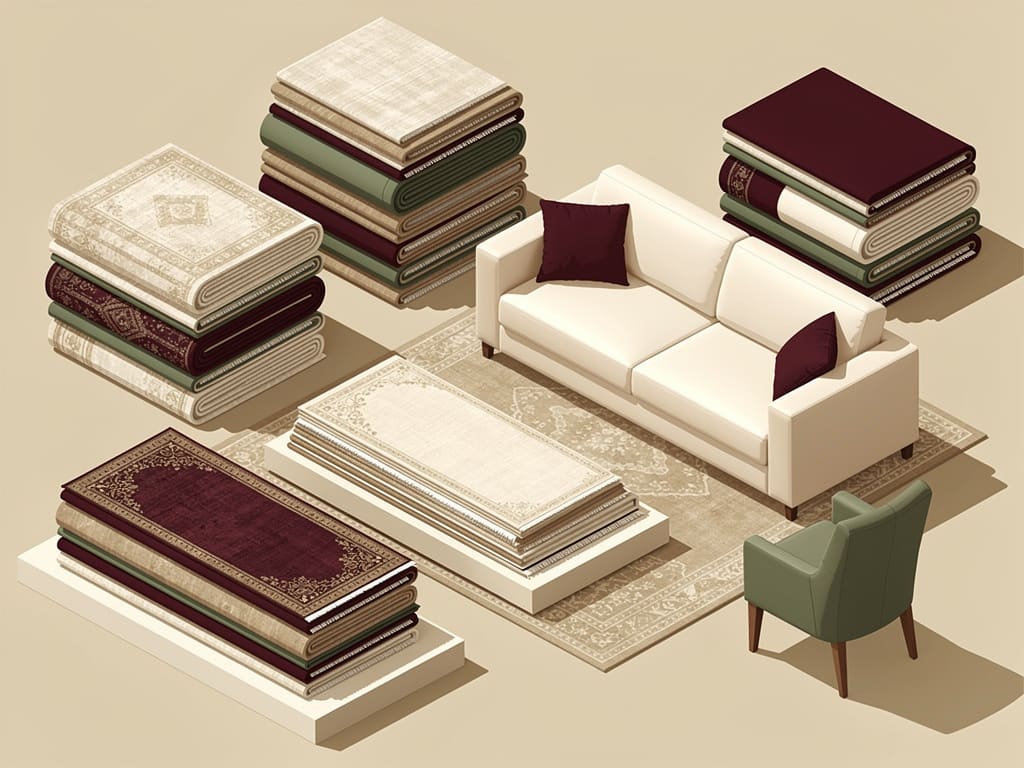 Tappeti puliti e arredi imbottiti ordinati per il servizio